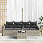 Sofa Set mit Kissen mit Kissen 5 pcs Hellgrau Poly Rattan