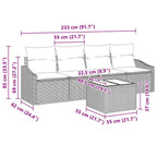 Sofa Set mit Kissen mit Kissen 5 pcs Hellgrau Poly Rattan