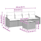 Sofa Set mit Kissen 5 pcs Schwarz und Türkis Poly Rattan