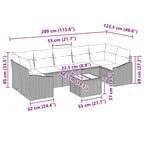 Sofa Set mit Kissen Hellgrau 55 x 55 x 37 cm Poly Rattan