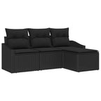 Sofa Set mit Kissen 4 pcs Schwarz Poly Rattan