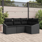 Sofa Set mit Kissen 4 pcs Schwarz Poly-Rattan