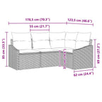 Sofa Set mit Kissen 4 pcs Schwarz Poly-Rattan