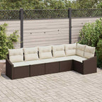 Sofa Set mit Kissen 6 pcs Braun Poly-Rattan
