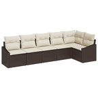 Sofa Set mit Kissen 6 pcs Braun Poly-Rattan