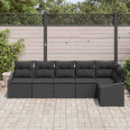 Sofa Set mit Kissen 6 pcs Schwarz Poly-Rattan