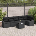 Sofa Set mit Kissen 7 pcs Schwarz Poly-Rattan