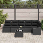 Sofa Set mit Kissen 7 pcs Schwarz Poly-Rattan