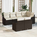 Sofa Set mit Kissen 7 pcs Braun Poly Rattan