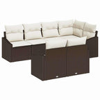 Sofa Set mit Kissen 7 pcs Braun Poly Rattan