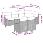 Sofa Set mit Kissen 7 pcs Braun Poly Rattan