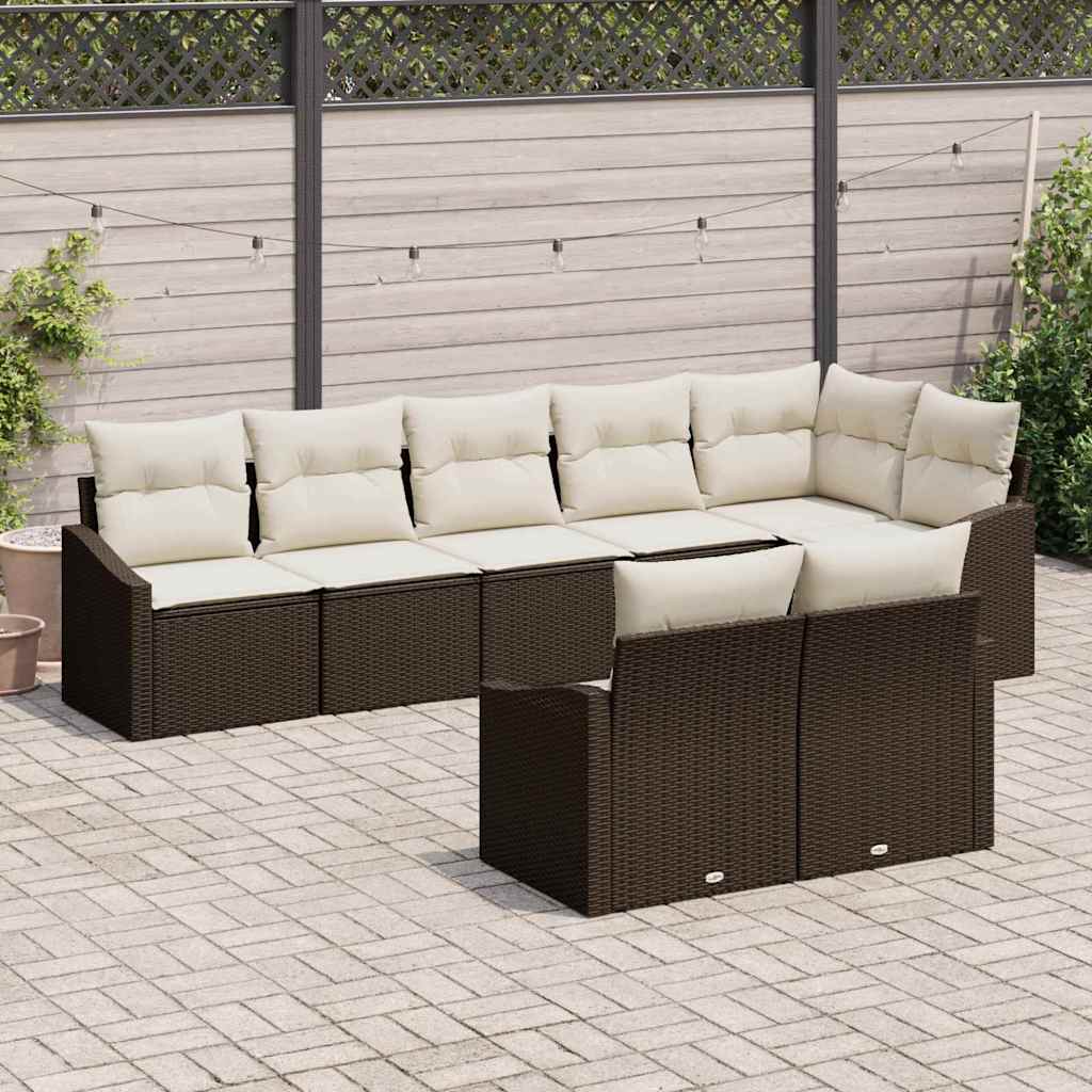 Sofa Set mit Kissen 8 pcs Braun Poly Rattan