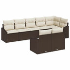 Sofa Set mit Kissen 8 pcs Braun Poly Rattan