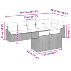 Sofa Set mit Kissen 8 pcs Braun Poly Rattan