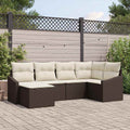 Sofa Set mit Kissen 6 pcs Braun Poly-Rattan