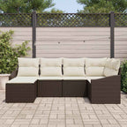 Sofa Set mit Kissen 6 pcs Braun Poly-Rattan