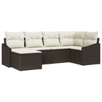 Sofa Set mit Kissen 6 pcs Braun Poly-Rattan