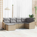 Sofa Set mit Kissen 6 pcs Beige Poly Rattan