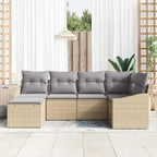 Sofa Set mit Kissen 6 pcs Beige Poly Rattan