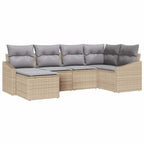 Sofa Set mit Kissen 6 pcs Beige Poly Rattan