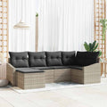 Sofa Set mit Kissen 6 pcs Hellgrau Poly-Rattan