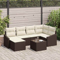 Sofa Set mit Kissen 7 pcs Braun Poly Rattan