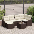 Sofa Set mit Kissen 7 pcs Braun Poly Rattan