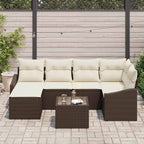 Sofa Set mit Kissen 7 pcs Braun Poly Rattan
