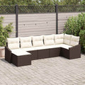 Sofa Set mit Kissen 7 pcs Braun Poly Rattan