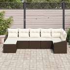Sofa Set mit Kissen 7 pcs Braun Poly Rattan