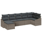 Sofa Set mit Kissen 7 pcs Grau Poly Rattan