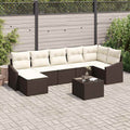 Sofa Set mit Kissen 8 pcs Braun Poly Rattan