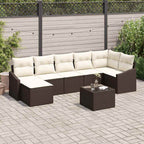 Sofa Set mit Kissen 8 pcs Braun Poly Rattan