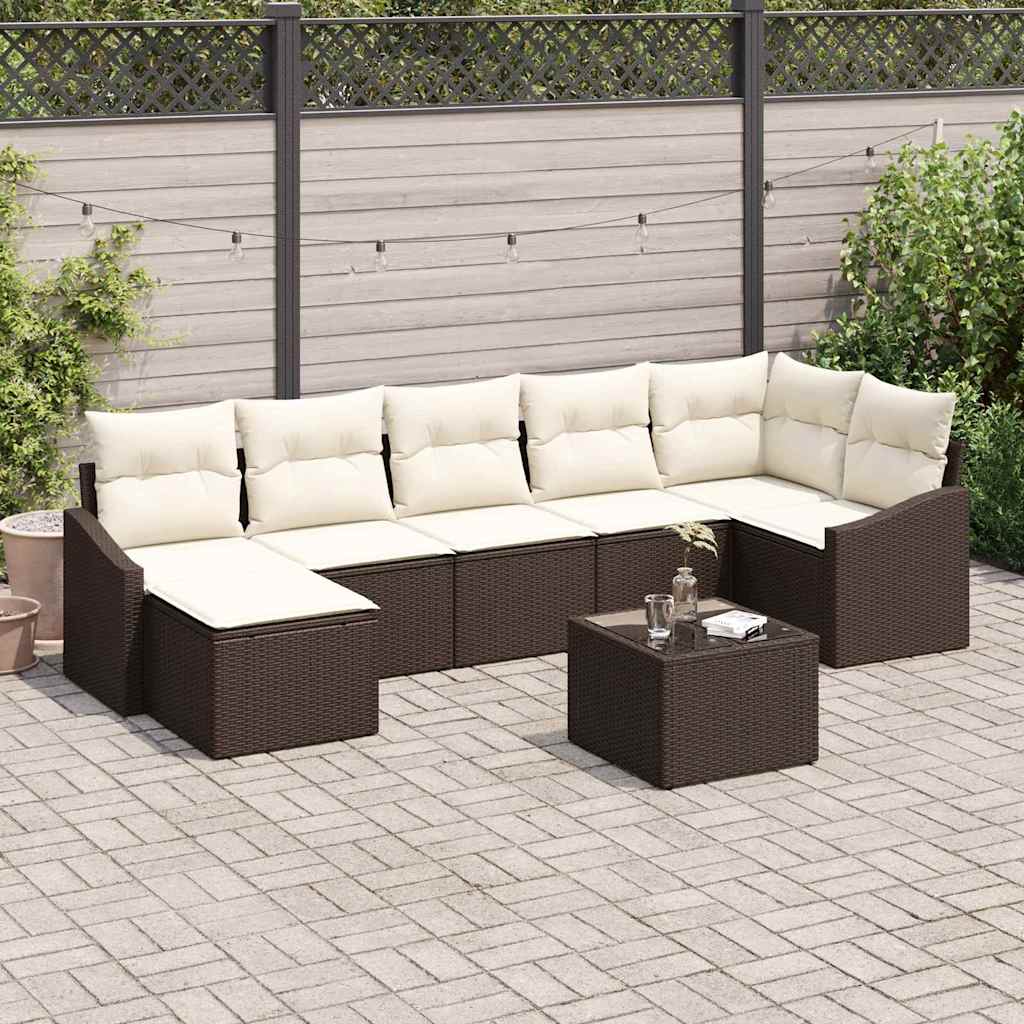 Sofa Set mit Kissen 8 pcs Braun Poly Rattan