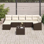 Sofa Set mit Kissen 8 pcs Braun Poly Rattan