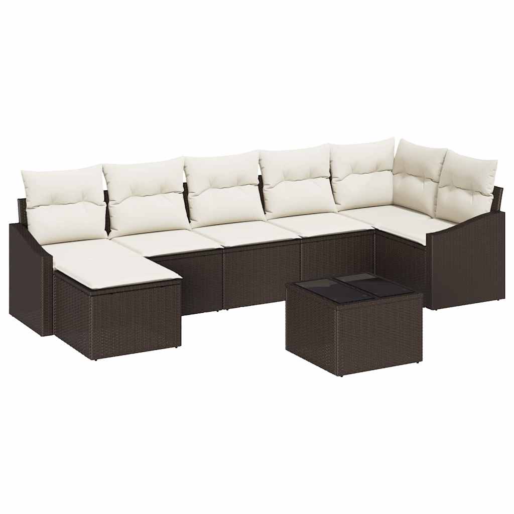 Sofa Set mit Kissen 8 pcs Braun Poly Rattan