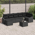 Sofa Set mit Kissen 8 pcs Schwarz Poly Rattan