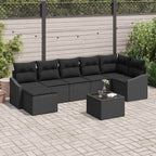 Sofa Set mit Kissen 8 pcs Schwarz Poly Rattan