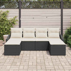 Sofa Set mit Kissen 6 pcs Schwarz Poly Rattan