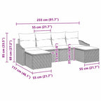 Sofa Set mit Kissen 6 pcs Schwarz Poly Rattan