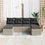 Sofa Set mit Kissen 6 pcs Hellgrau Poly-Rattan