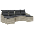 Sofa Set mit Kissen 6 pcs Hellgrau Poly-Rattan