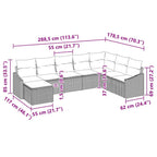 Sofa Set mit Kissen 8 pcs Grau Poly-Rattan