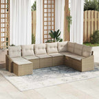Sofa Set mit Kissen 8 pcs Beige Poly Rattan