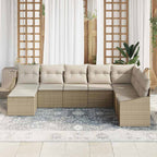Sofa Set mit Kissen 8 pcs Beige Poly Rattan