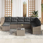 Sofa Set mit Kissen 9 pcs Grau Poly Rattan