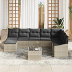 Sofa Set mit Kissen 9 pcs Hellgrau Poly-Rattan