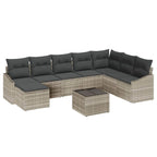 Sofa Set mit Kissen 9 pcs Hellgrau Poly-Rattan