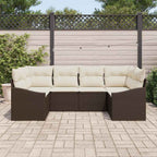 Sofa Set mit Kissen 6 pcs Braun Poly Rattan