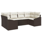 Sofa Set mit Kissen 6 pcs Braun Poly Rattan